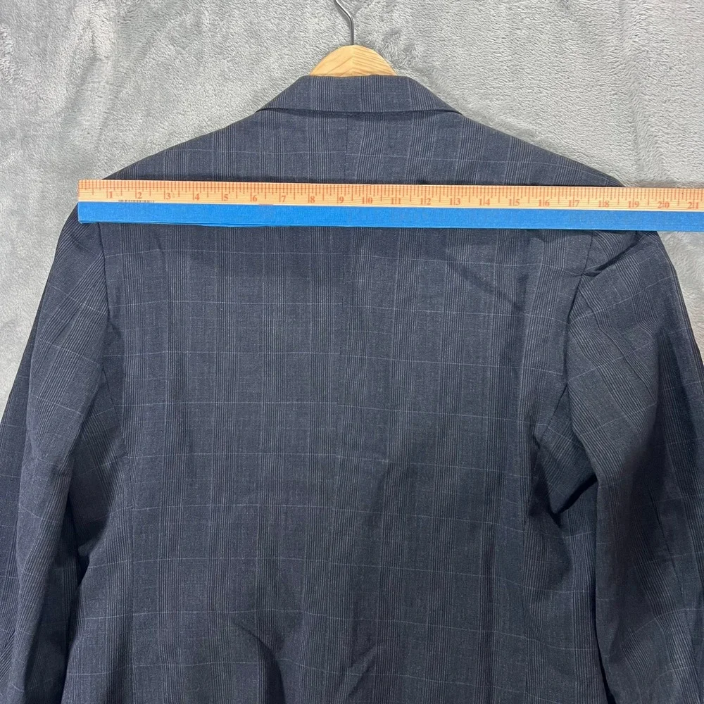 C&R Clothiers Blazer Mens 39S Navy Blue Good Worsted Wool Windowpane USA Made